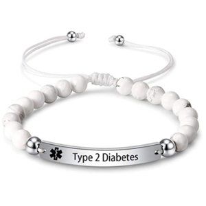 Engraved Bead Type 2 Diabetes Medical Alert ID